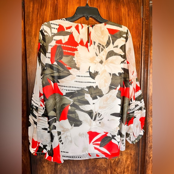 Calvin Klein leaves fabric print long sleeves blouse - Picture 2 of 6